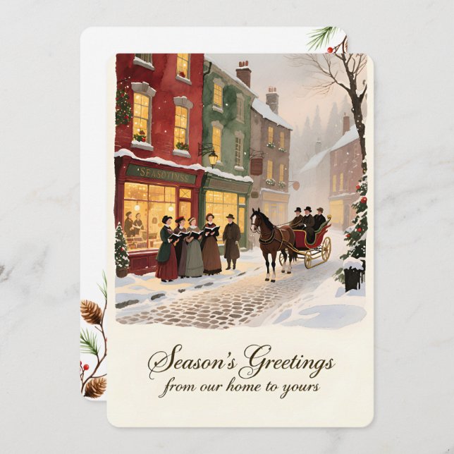 Cartão De Festividades Personalizable Vintage  Flat Holiday Card  (Frente/Verso)
