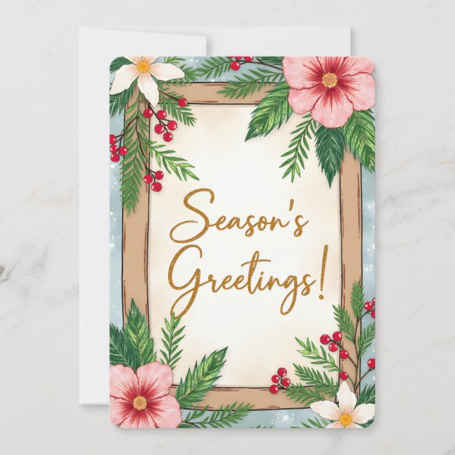 Cartão De Festividades Personalizable Vintage  Flat Holiday Card  (Frente)