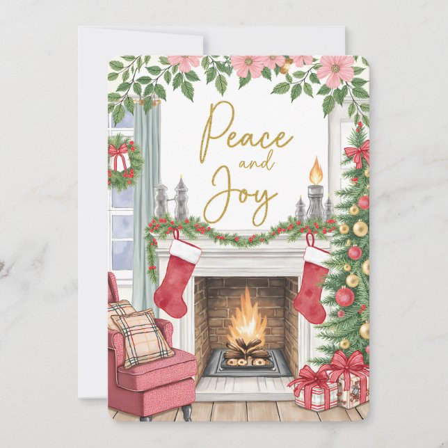 Cartão De Festividades Personalizable Vintage  Flat Holiday Card  (Frente)