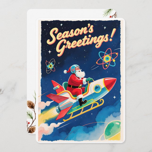 Cartão De Festividades Personalizable Vintage  Flat Holiday Card  (Frente/Verso)