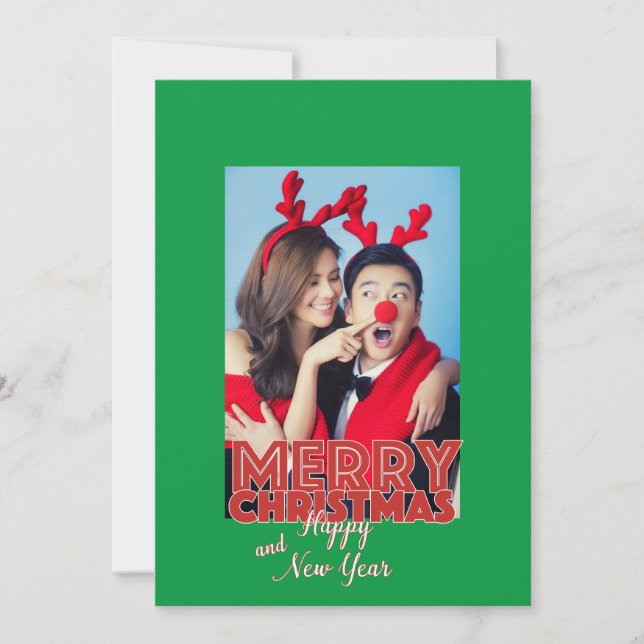 Cartão De Festividades Personalização de Foto do Solteiro Feliz Natal (Frente)