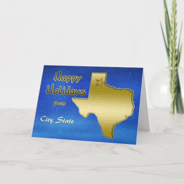 Cartão De Festividades Personalização do Mapa do Texas Céu Azul Cósmico (Frente)