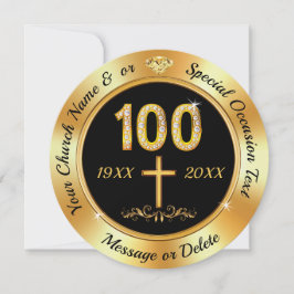 Cartão De Festividades Personalizado, Aniversário de 100 Anos da Igreja, 