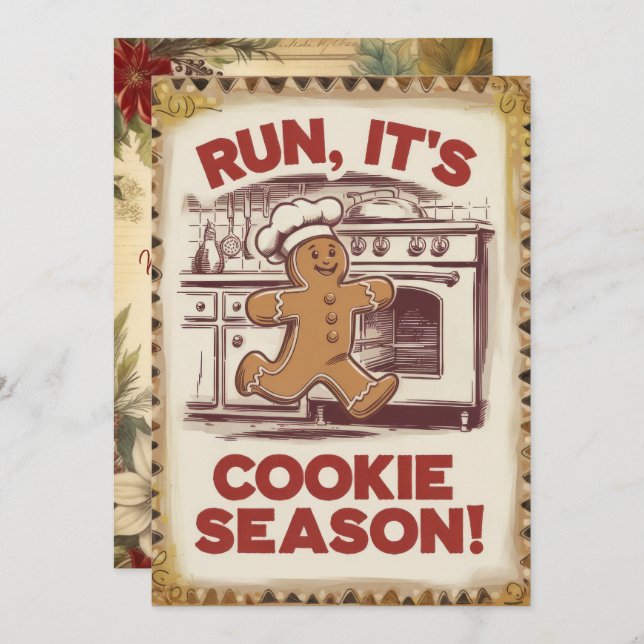 Cartão De Festividades Personalizado Cookie Season Funny Vintage (Frente/Verso)