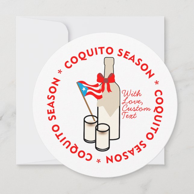 Cartão De Festividades Personalizado da época do Coquito Texto Foto Círcu (Frente)