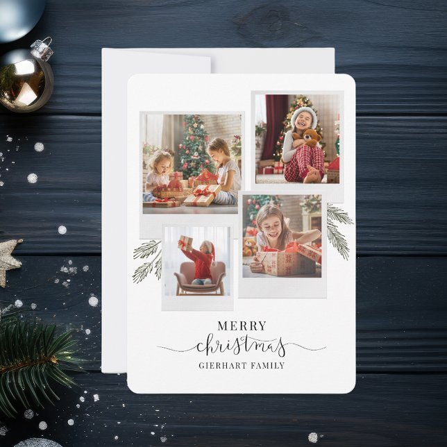 Cartão De Festividades Personalizado da Família Natal de Colagem de Fotos (Christmas Family Photo Collage Greetings Card)