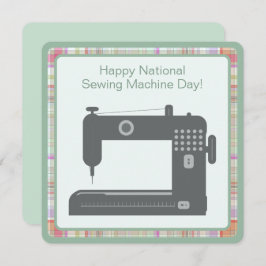 Cartão De Festividades Personalizado Elegante Feliz Sewing Machine Day DY