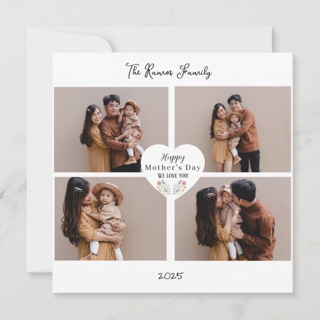 Cartão De Festividades Personalizado Estiloso Presente Dia das Mães Foto  (Frente)