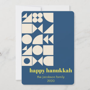 Cartão De Festividades Personalizado Hanukkah Azul Geométrico Moderno Úni