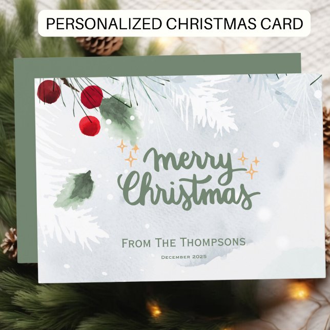 Cartão De Festividades Personalizado Natal de Script Moderno Personalizad (Criador carregado)