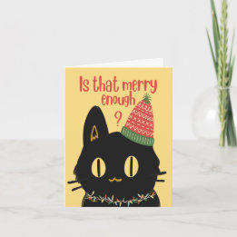 Cartão De Festividades Personalizado Odeio Gato Negro Engraçado de Natal