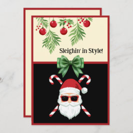 Cartão De Festividades Personalizado "Sleighin' in Style!" Saudação de Na