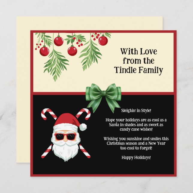 Cartão De Festividades Personalizado "Sleighin' in Style!" Saudação de Na (Frente/Verso)