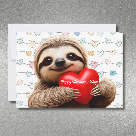 Cartão De Festividades Personalizado Sloth pastel do Dia dos Namorados Vo