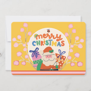 Cartão De Festividades Personalizado Vintage Retro Feliz Natal Saudação
