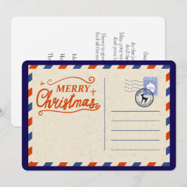 Cartão De Festividades Personalizado Vintage Retro Pólo Norte Natal Sauda