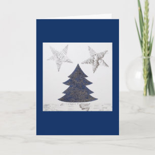 Cartão De Festividades Personalizar a árvore de Natal azul brilhante, est