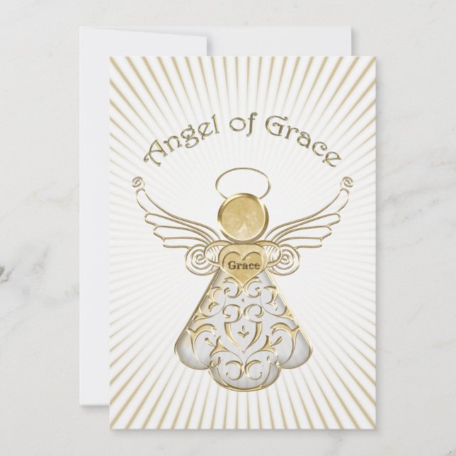 Cartão De Festividades Personalizar: Anjo de Natal de Grace Light Rays (Frente)