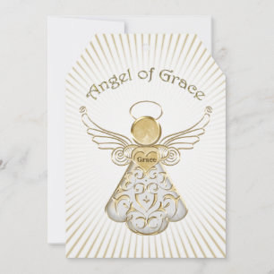 Cartão De Festividades Personalizar:  Anjo Natal de Grace Light Rays