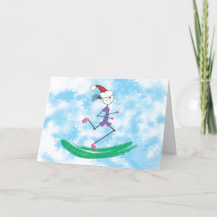 Cartão De Festividades PERSONALIZAR - Feriado Natal Lady Runner © Cartã