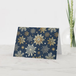 Cartão De Festividades Personalizar Marinho moderno e flocos de neve Dour