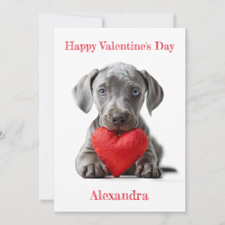 Cartão De Festividades Personalizar o Namorados do Weimaraner Puppy