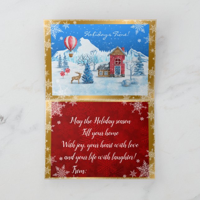 Cartão De Festividades Personalizar Paisagem de Neve (Interior)