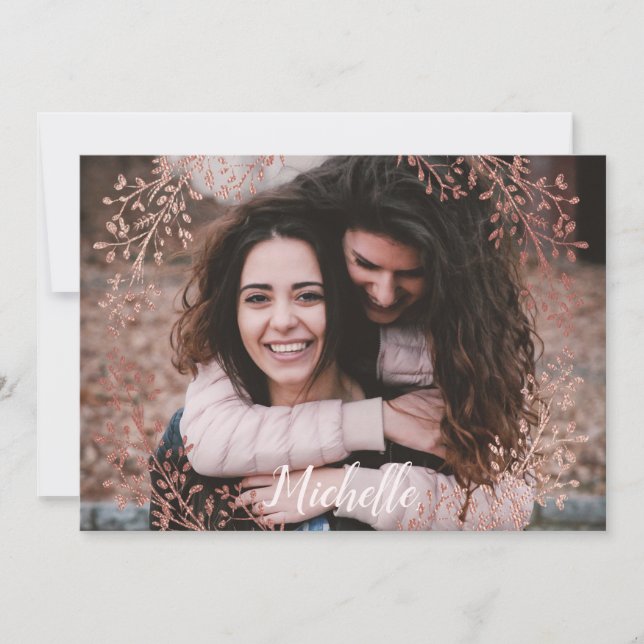 Cartão De Festividades Personalizar Proposta de Bridesmaid Rosa Dourado F (Frente)