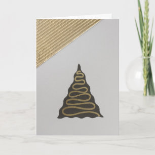 Cartão De Festividades Personalize a árvore com uma linha de ouro e um cé