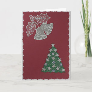 Cartão De Festividades Personalize Holly Twig, belas e árvore de Natal
