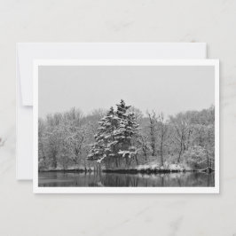 Cartão De Festividades Personalize Inverno Sempre Verde em Preto e Branco