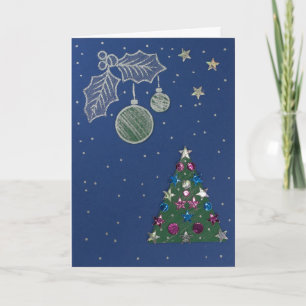 Cartão De Festividades Personalize o brilho de Natal e o galho sagrado