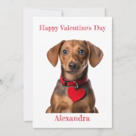 Cartão De Festividades Personalize o Namorados do Colar Cardíaco de Puppy