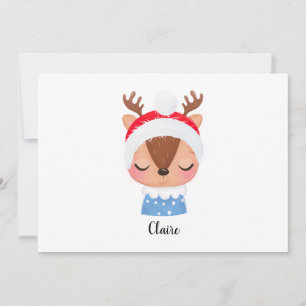 Cartão De Festividades Personalize Rosto de Rena Adormecida de Natal