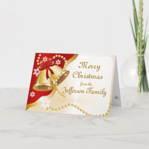 Cartão De Festividades Personalized Bells & Pearls Merry Christmas Card