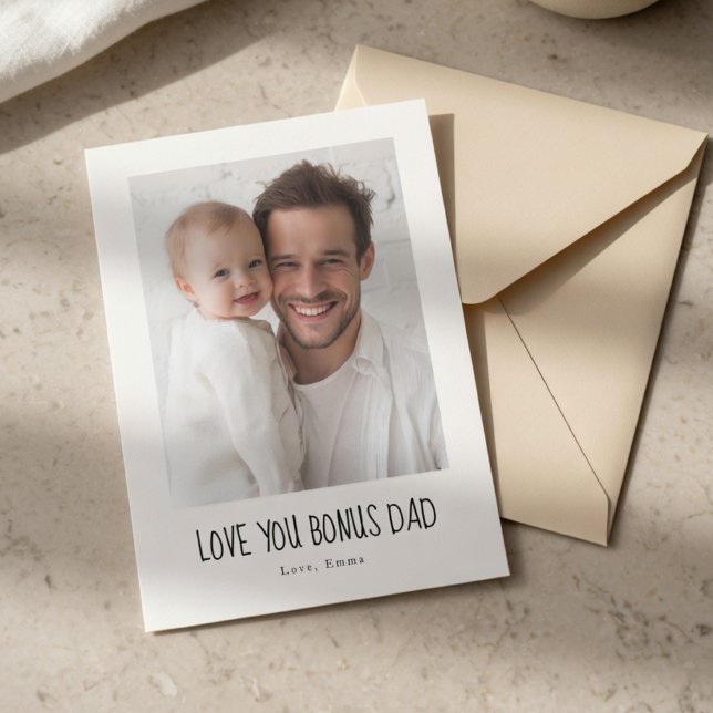 Cartão De Festividades Personalized Bonus Dad Photo Card | Custom Gift (Criador carregado)