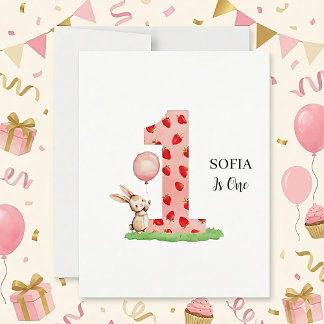 Cartão De Festividades Personalized Bunny 1st Birthday Cards for Girl