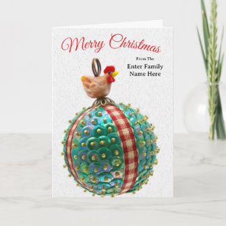 Cartão De Festividades Personalized Country Chicken Christmas Card