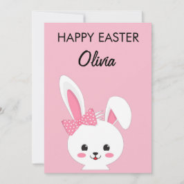 Cartão De Festividades Personalized Cute Bunny Easter Kids Custom Name