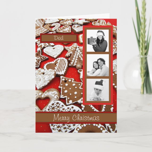 Cartão De Festividades Personalized Dad Daddy Gingerbread Christmas Card (Frente)