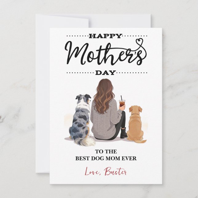 Cartão De Festividades Personalized Dog Name – Happy Mother’s Day (Frente)
