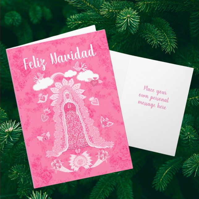 Cartão De Festividades Personalized Feliz Navidad Our Lady of Guadalupe  (Personalize with your own personal message!)