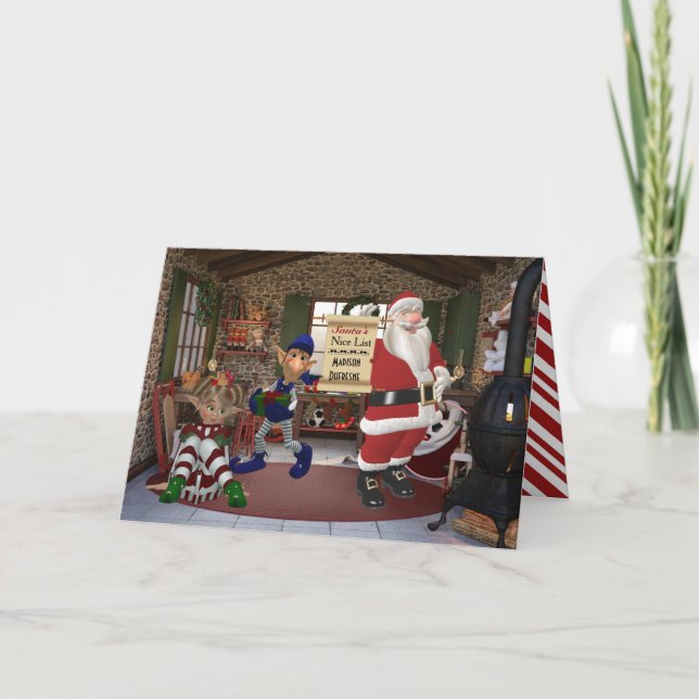 Cartão De Festividades Personalized From Santa's Workshop (Frente)