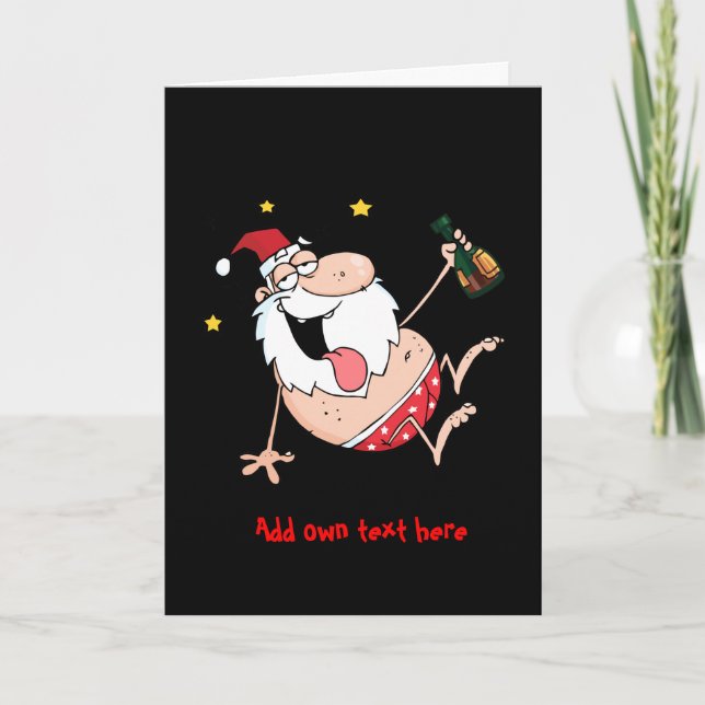 Cartão De Festividades Personalized Funny Xmas cartoon drunk Santa (Frente)