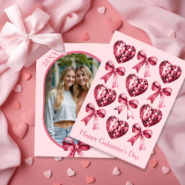 Cartão De Festividades Personalized Galentine’s Day Photo Card -Pink 