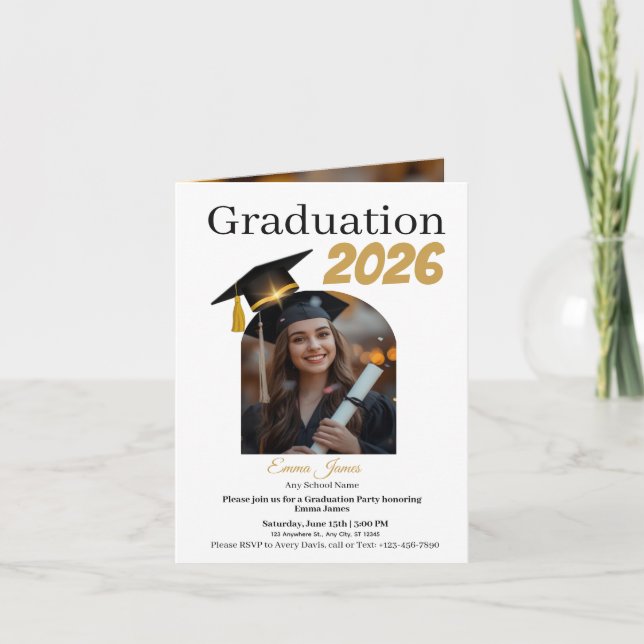 Cartão De Festividades Personalized Graduation Party Photo Invitation Car (Frente)