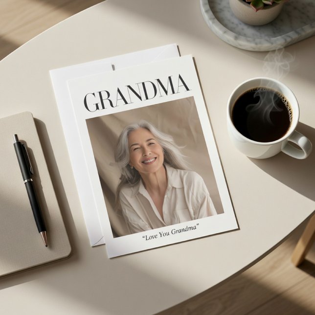 Cartão De Festividades Personalized Grandma Photo Card | Love You Grandma (Criador carregado)