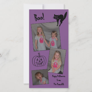 Cartão De Festividades Personalized Halloween Card (cat, pumpkin)