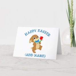Cartão De Festividades Personalized Happy Easter Bunny with Rose  Card
