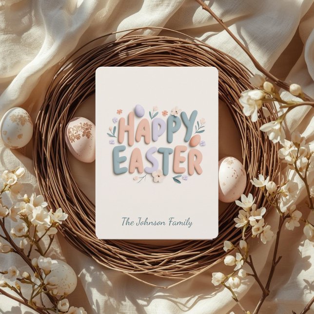 Cartão De Festividades Personalized Happy Easter Family Greeting Card (Criador carregado)